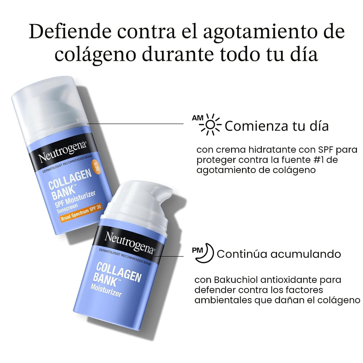 Humectante facial Neutrogena Collagen Bank + limpiador de prueba, p...
