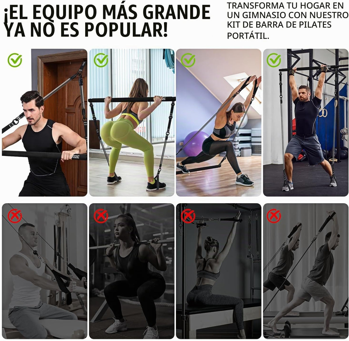 KUTIZE Kit de barra de pilates con bandas de resistencia, equipo de...