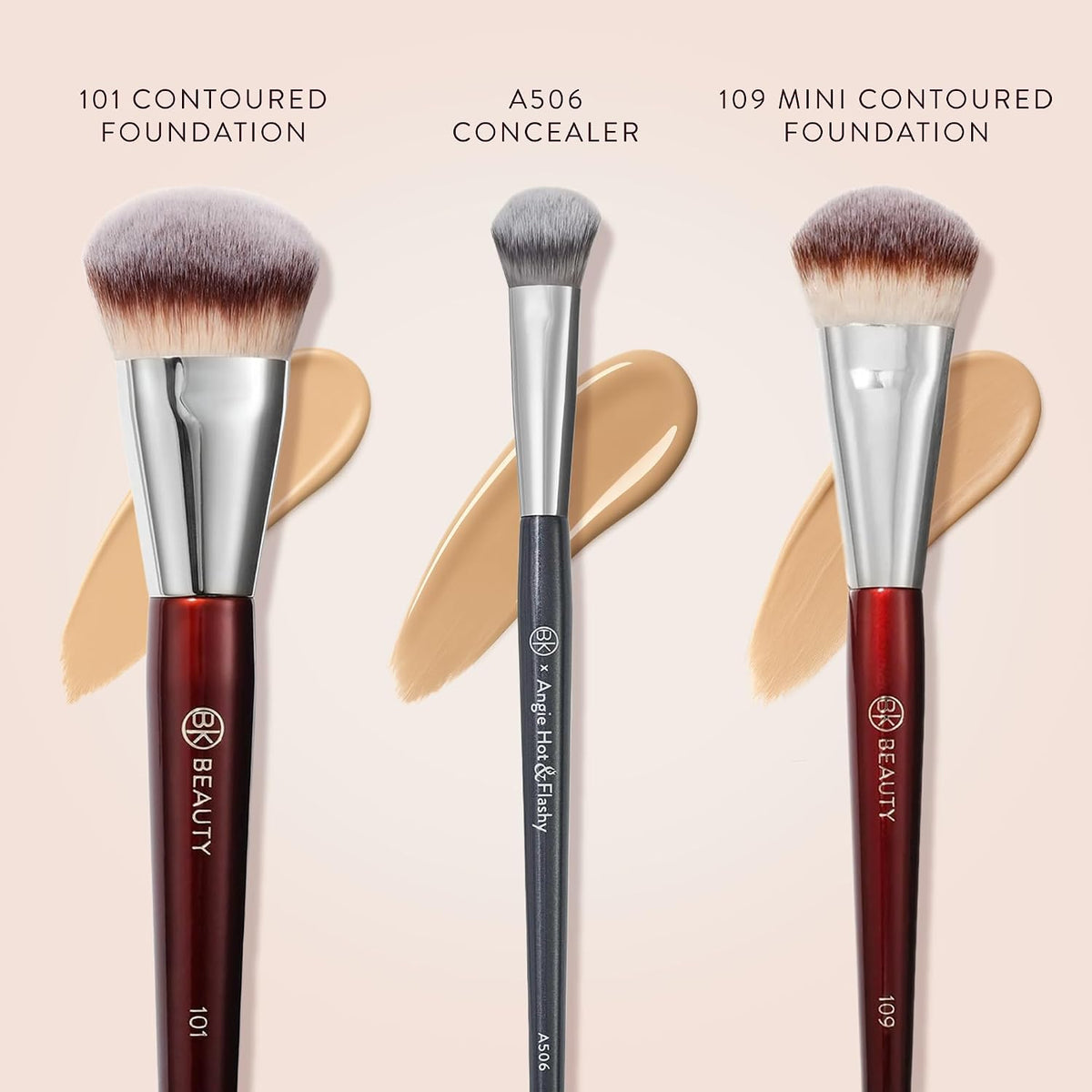 BK Beauty Set de brochas - A506, 109 y 101 para corrector, base con...