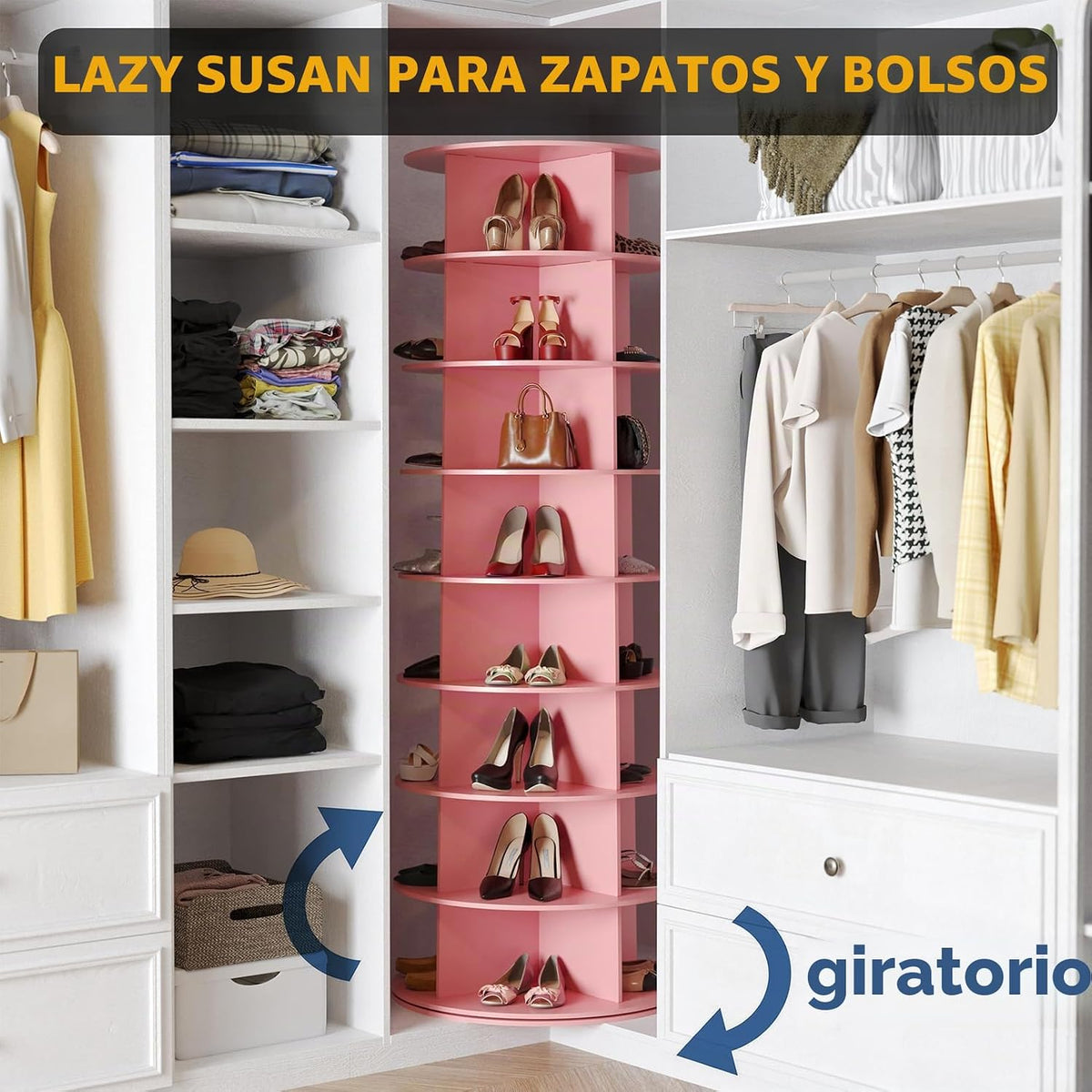 SpaceAid torre giratoria de zapatero de 8 niveles, exhibidor de zap...