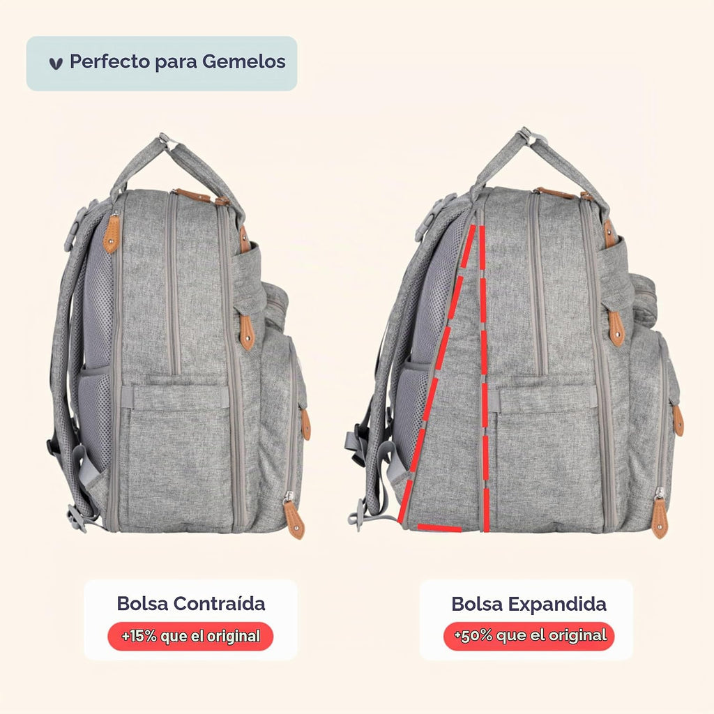 BabbleRoo Mochila para Pañales Extra Grande, Mochila de Bebé Expand...
