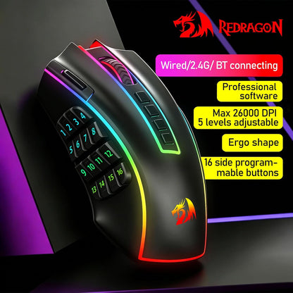 Redragon M990 PRO Wireless MMO RGB Gaming Mouse 26000 DPI Teclas de...