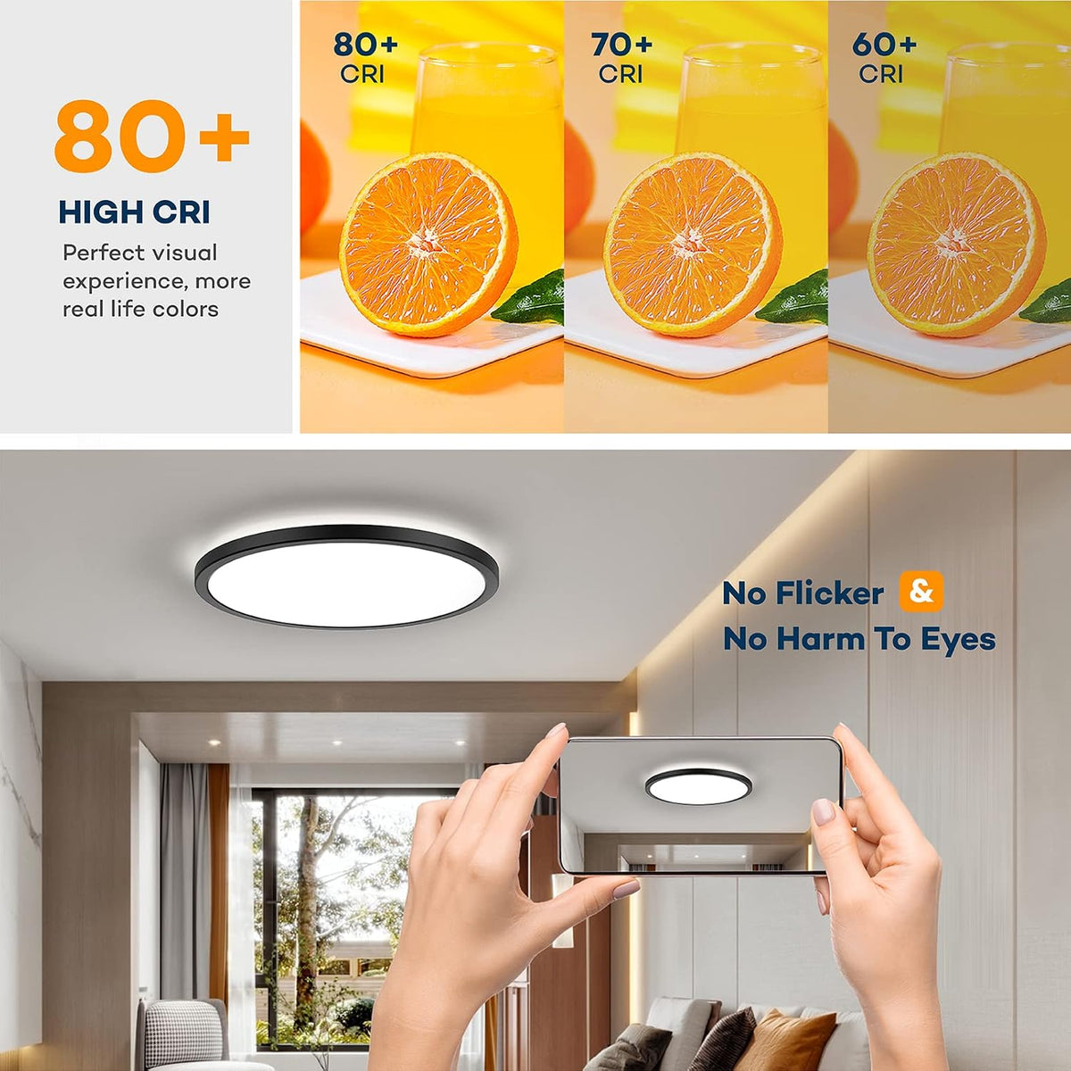 BLNAN Lámpara de techo LED regulable con control remoto, 12 pulgada...