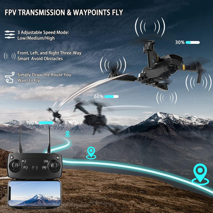 Drones con cámara para adultos, 4K 1080P, 3 baterías, mini dron ple...