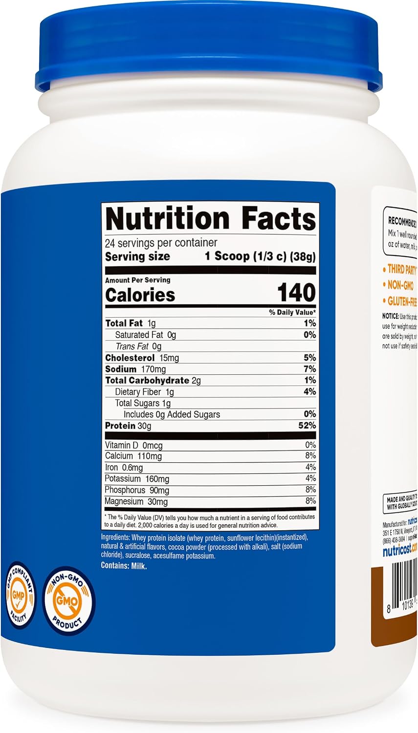 Nutricost Aislado de proteína de suero (Mocha) 2LBS