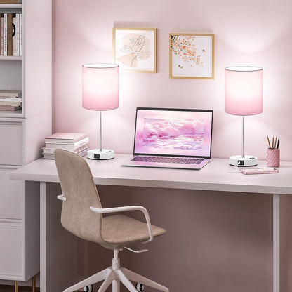 Juego de 2 lámparas táctiles rosas de 17.6 pulgadas para dormitorio...