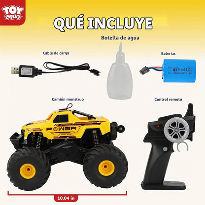 TOY Life Anfibio RC Monster Truck, spray de niebla y luces, amarill...