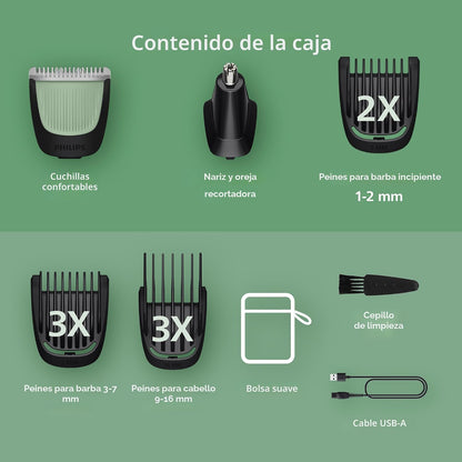 Recortadora Philips Norelco All-in-One 3000 13 en 1, rostro y cabel...