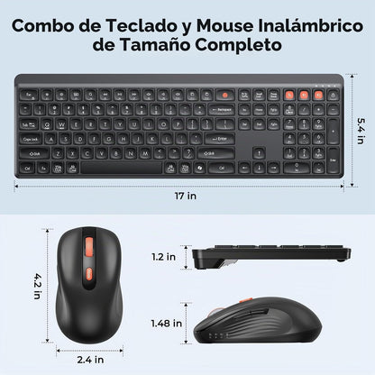 MEETION Combo de teclado y mouse Bluetooth, multidispositivo silenc...