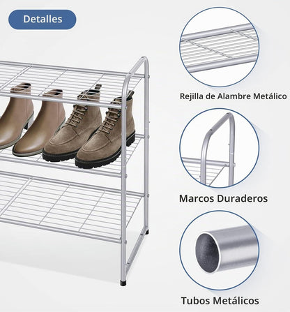 KEETDY Zapatero de 3 niveles de largo para armario, organizador de...
