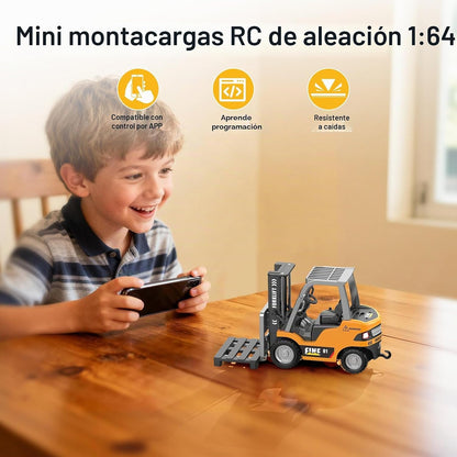 DAOGU mini RC carretilla elevadora juguete grúa de control remoto 2...