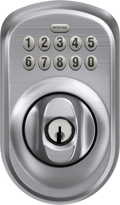 Schlage - Cerradura electrónica para teclado, borde Plymouth, cromo...