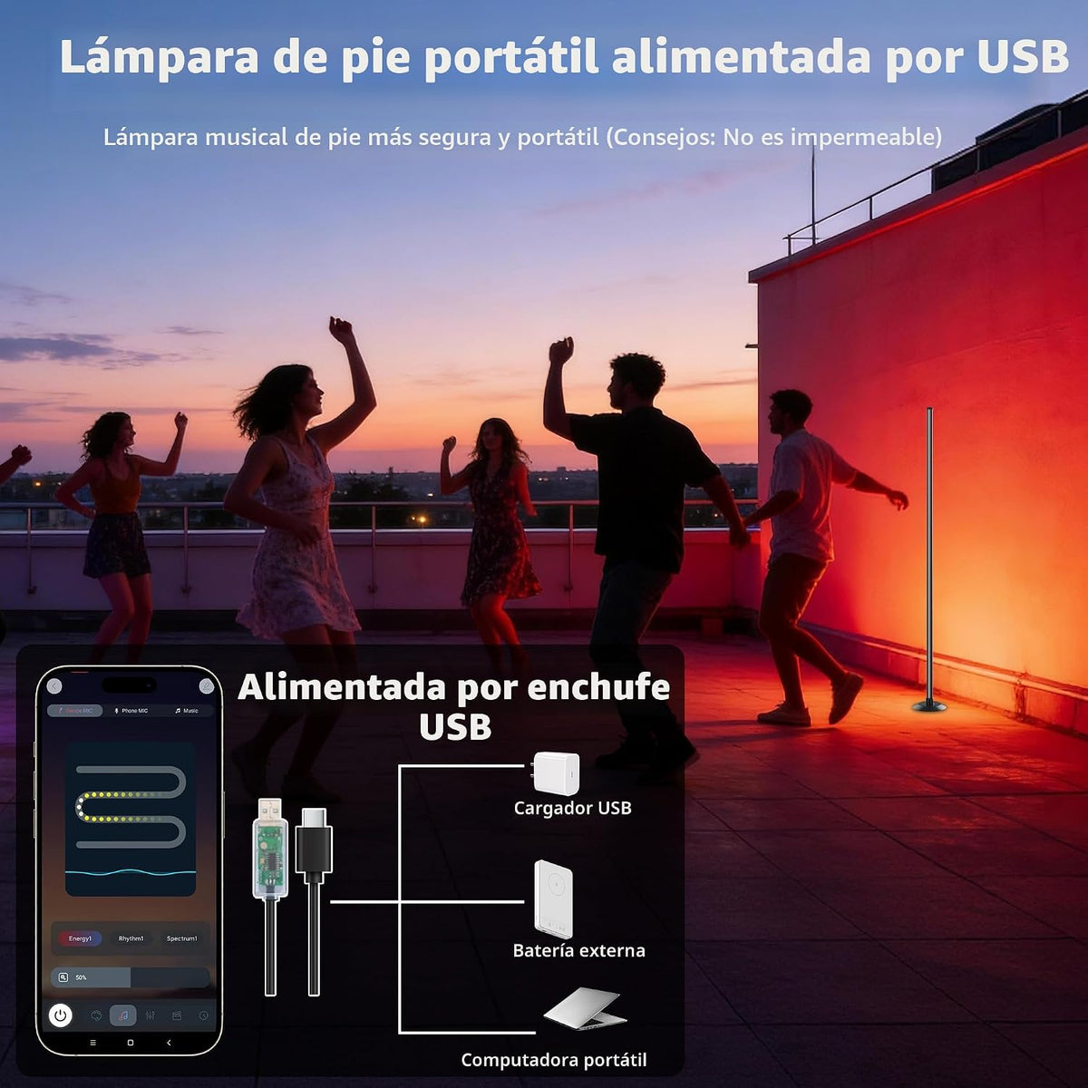 NBBUFF IC+RGBW Lámpara de pie de esquina LED con aplicación aliment...