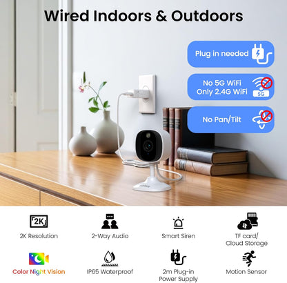 AOQEE Cámara de seguridad 2K para interior\/exterior, color Nigth V...
