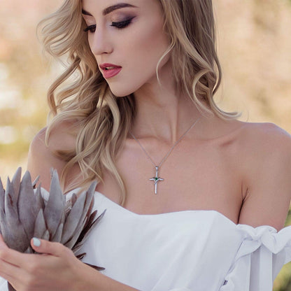 AmorAime Collar con cruz de plata de ley 925 para mujeres y hombres...