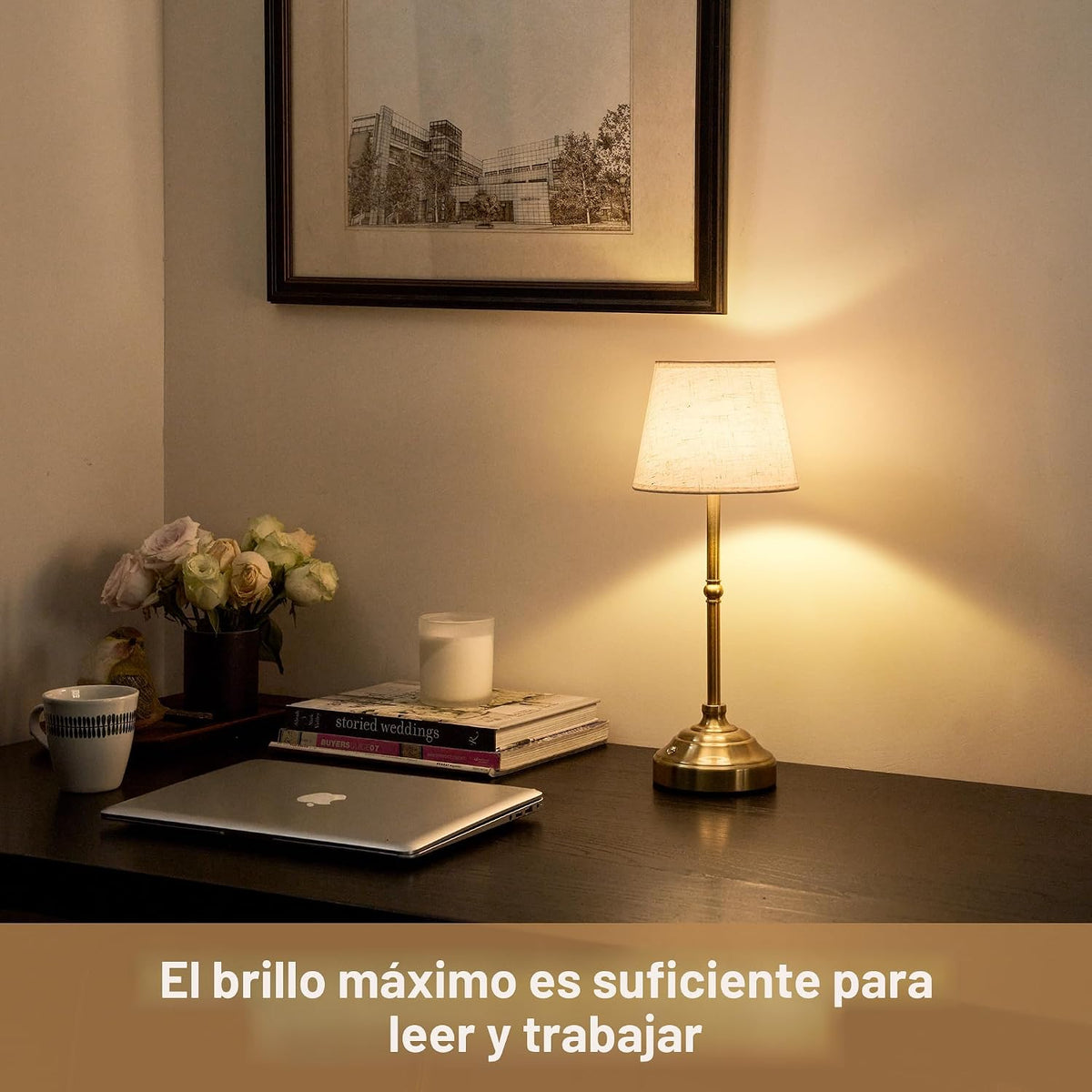 keysays Lámpara de mesa inalámbrica, lámpara de escritorio recargab...