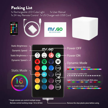 Mr.Go Taburete de luz LED que cambia de color de 14 pulgadas | Mesa...