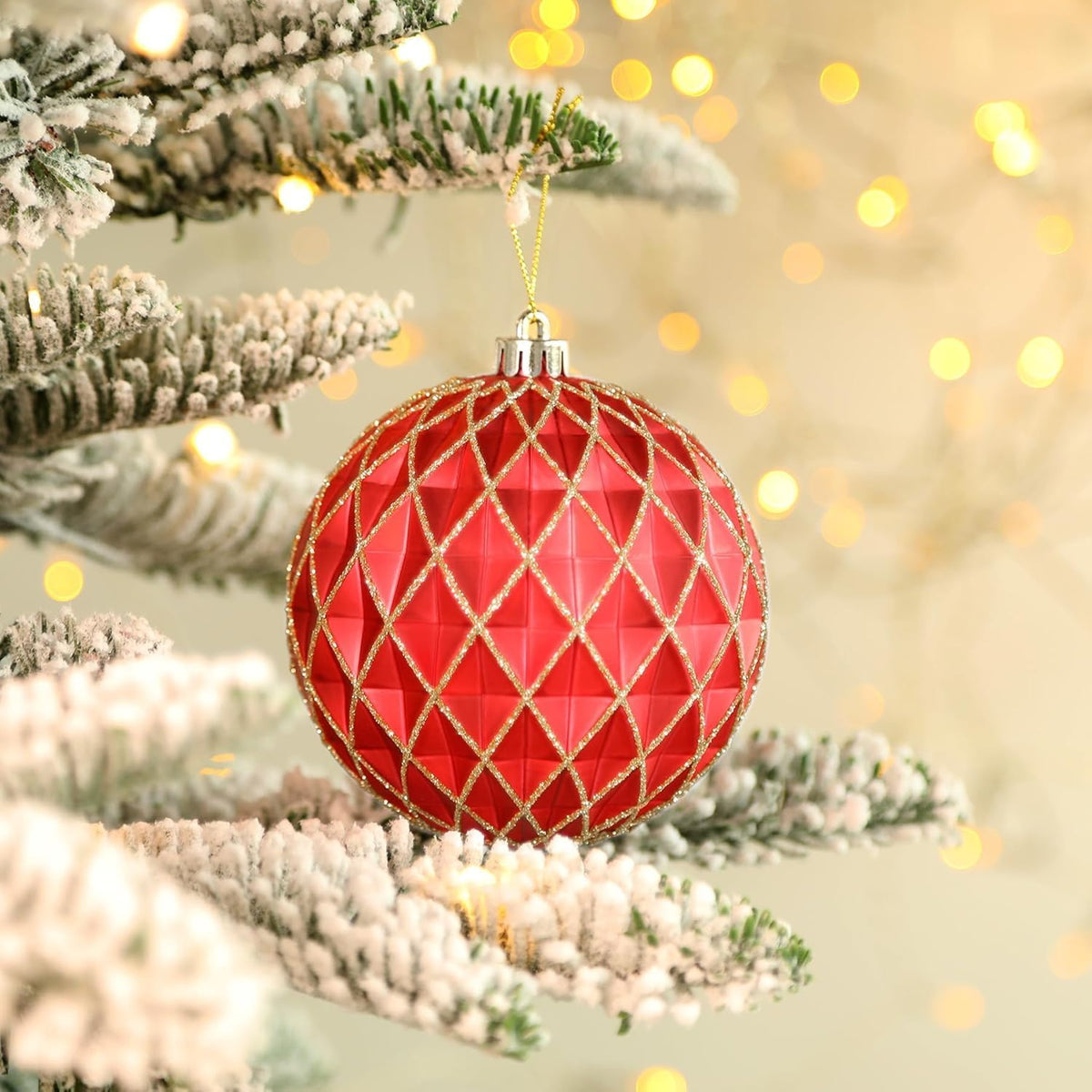 SHareconn - 9 bolas de Navidad grandes de 100mm, color rojo y dorad...