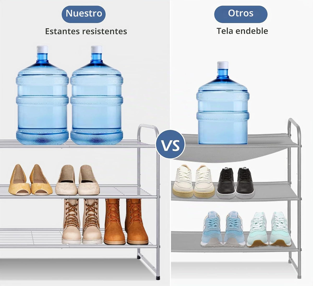 KEETDY Zapatero de 3 niveles de largo para armario, organizador de...