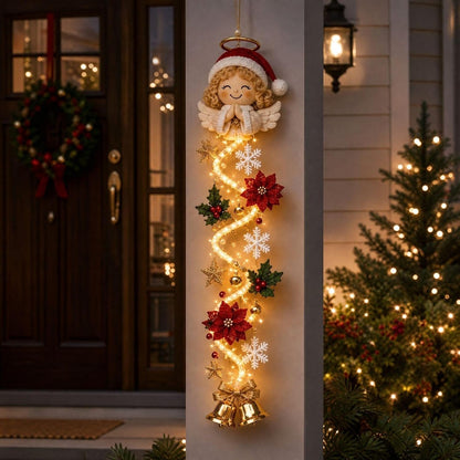 Colgante de puerta de Navidad con muñeco de nieve iluminado, cálido...
