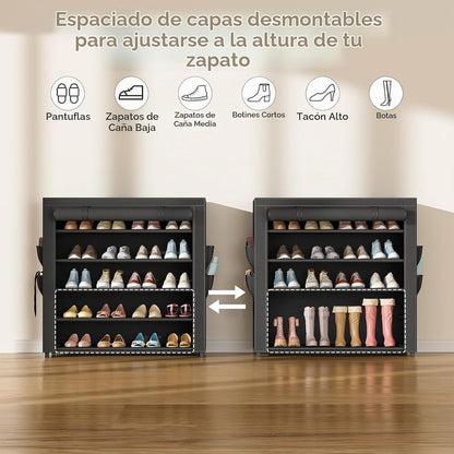 LANTEFUL Zapatero con cubiertas, organizador de zapatos de 5 nivele...
