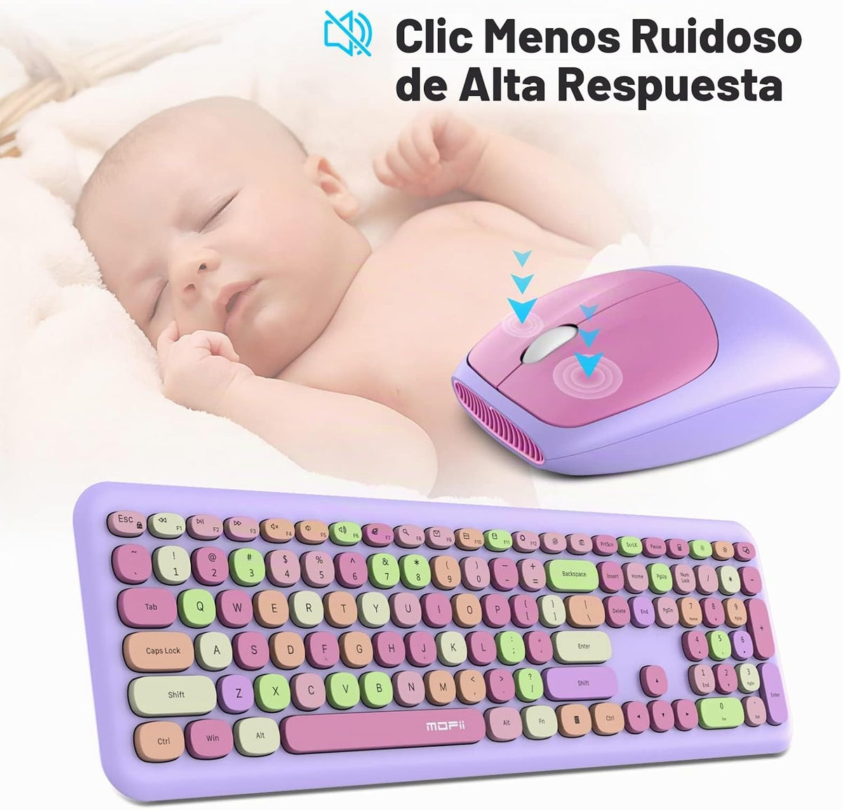 MOFII - Combo de teclado y mouse inalámbricos, teclado silencioso i...