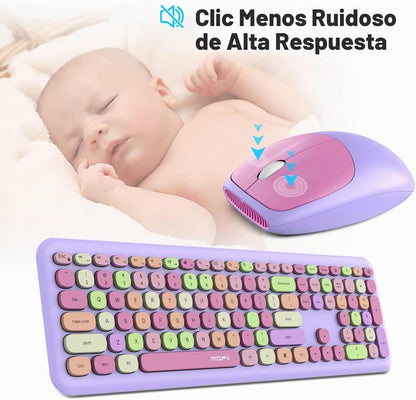 MOFII - Combo de teclado y mouse inalámbricos, teclado silencioso i...