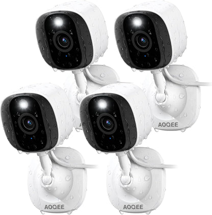 Cámara interior/exterior AOQEE 2K, resistente al agua IP65 y luz bl...