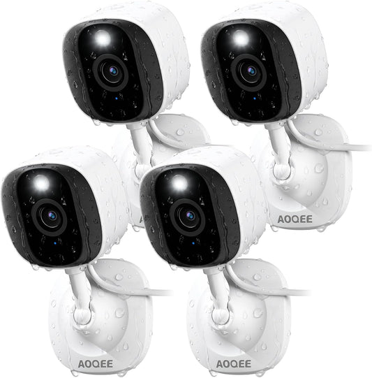 Cámara interior/exterior AOQEE 2K, resistente al agua IP65 y luz bl...