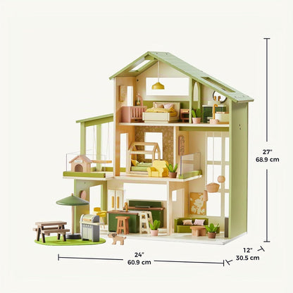Tiny Land Casa de muñecas de madera, casa de muñecas familiar moder...