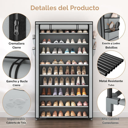 LANTEFUL Zapatero con Cubiertas de 10 Niveles Organizador de Zapate...