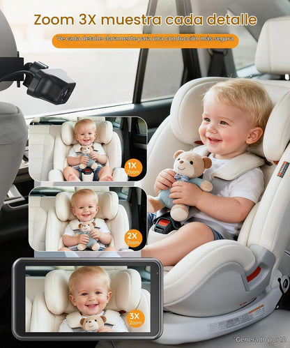 Babyvue BC1 - Cámara de coche para bebé, monitor 1080P de 4.5 pulga...