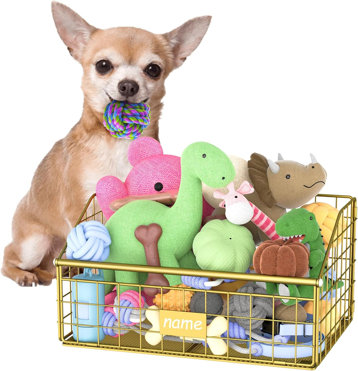Kaiferty Cesta indestructible de juguetes para perros, caja de jugu...
