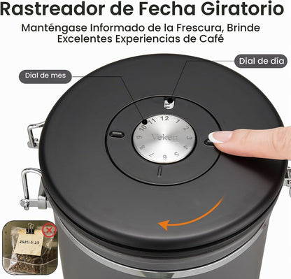 Veken Recipiente para café, 32.5 onzas, 2 libras, grandes tarros he...