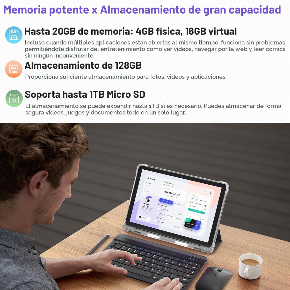 DIGITHINK Tablet PC de 128 GB 10 pulgadas Android 16.0, tabletas An...