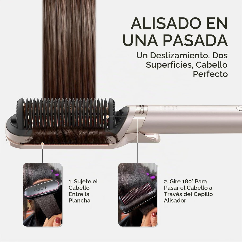TYMO Cepillo 2 de la enderezadora del pelo del hierro plano en 1, p...