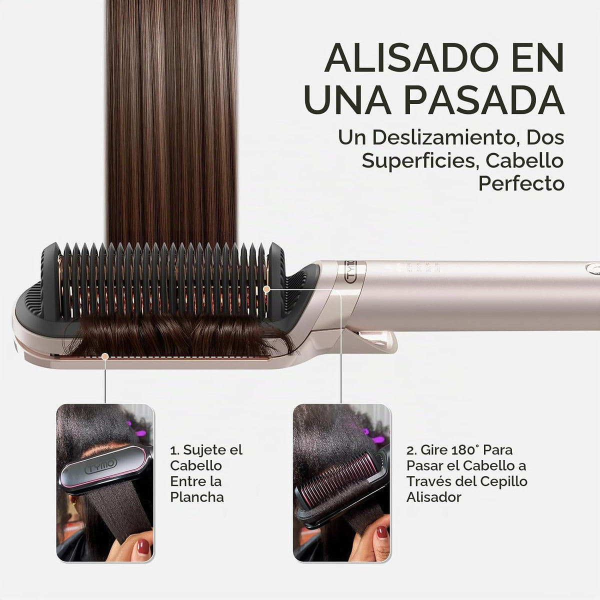 TYMO Cepillo 2 de la enderezadora del pelo del hierro plano en 1, p...