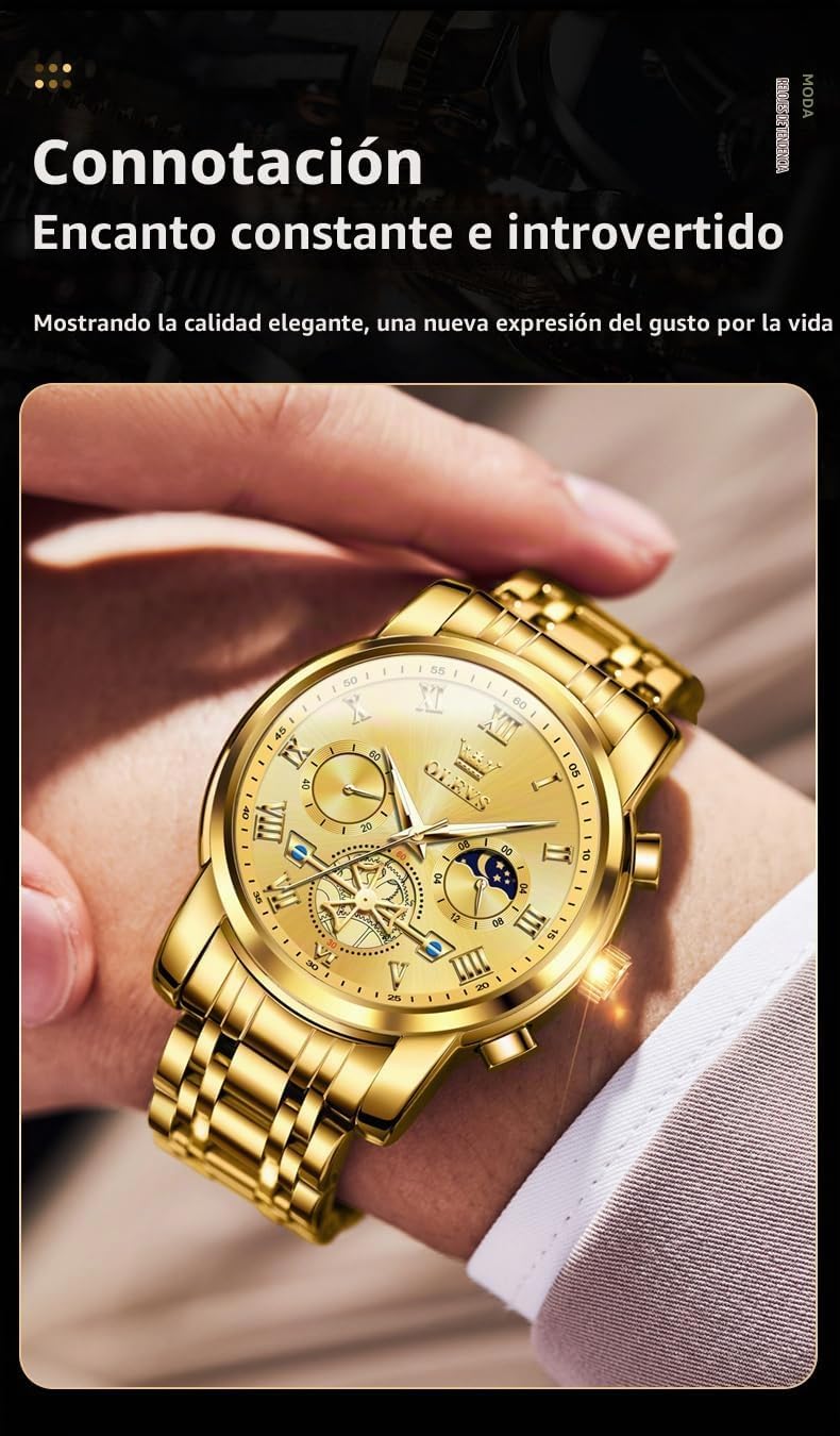 OLEVS Relojes para hombre, resistente al agua, de lujo, gran cara,...