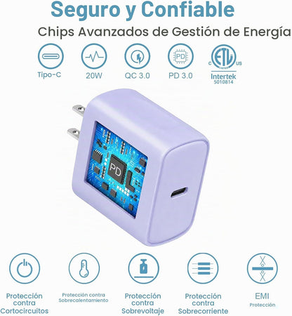 Cargador de iPhone Carga rápida iPhones de 10 pies 18 17 16 15 Carg...