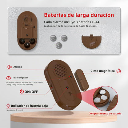 Sanjie Sensores de alarma para puerta y ventana, paquete de 5, 125d...