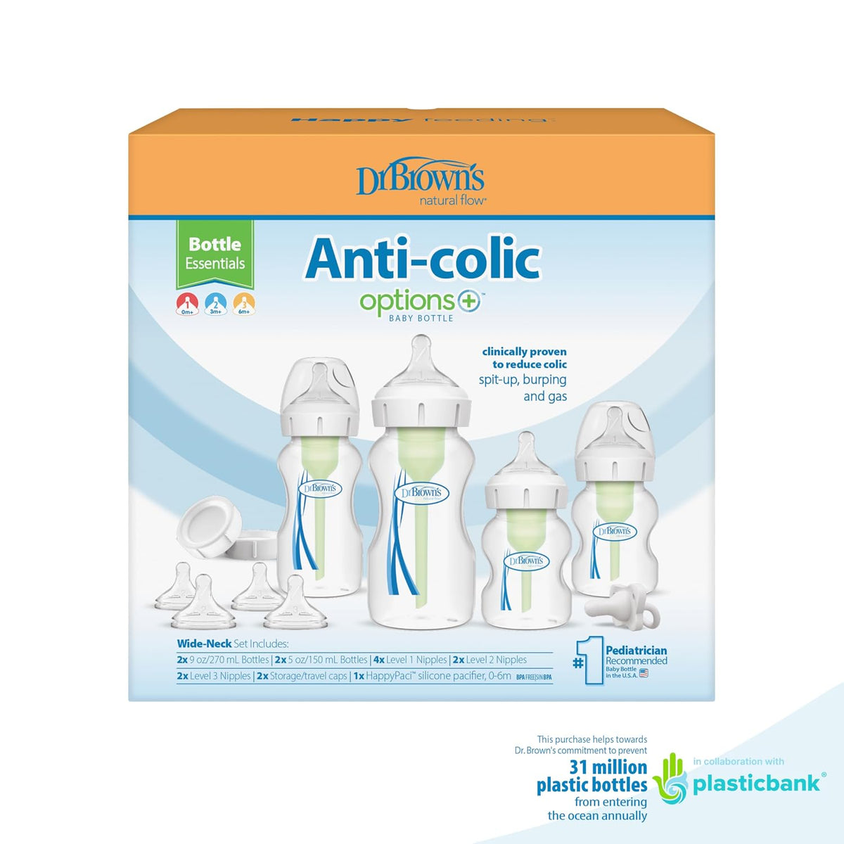 Dr. Brown's Anti-Colic Options+ - Juego de regalo esencial de b...