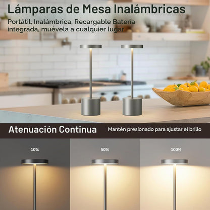Kakanuo - Juego de 2 lámparas recargables inalámbricas en gris, con...