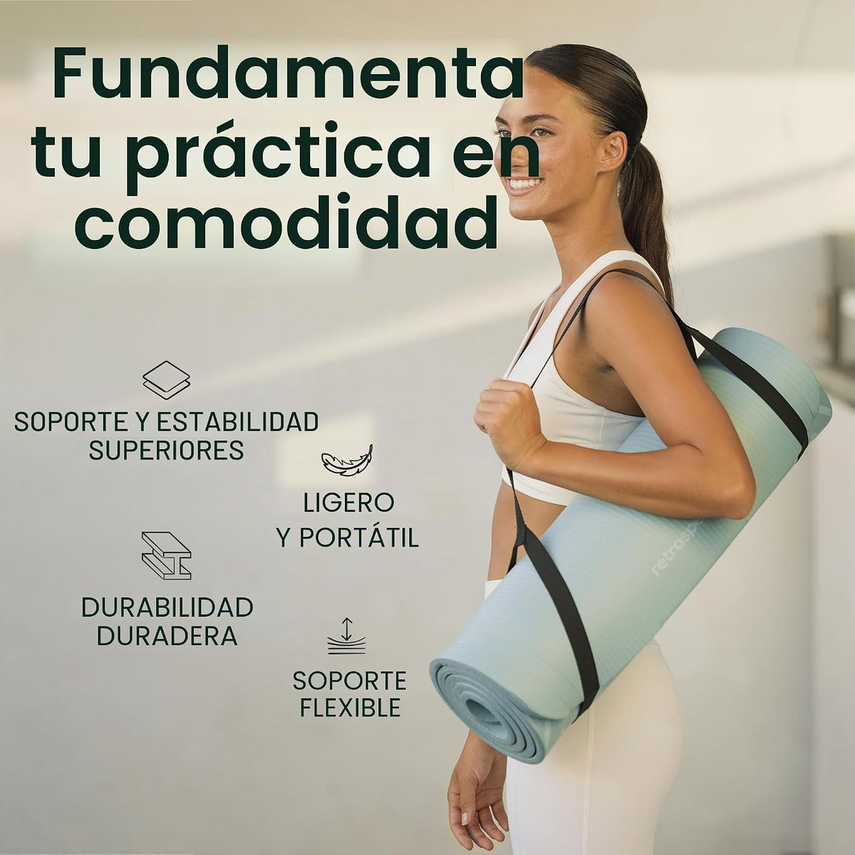 Retrospec Solana - Tapete de yoga grueso de 1\/2 pulgada antidesliz...