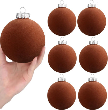 6 adornos grandes de terciopelo de Navidad de 4 pulgadas | Bolas co...