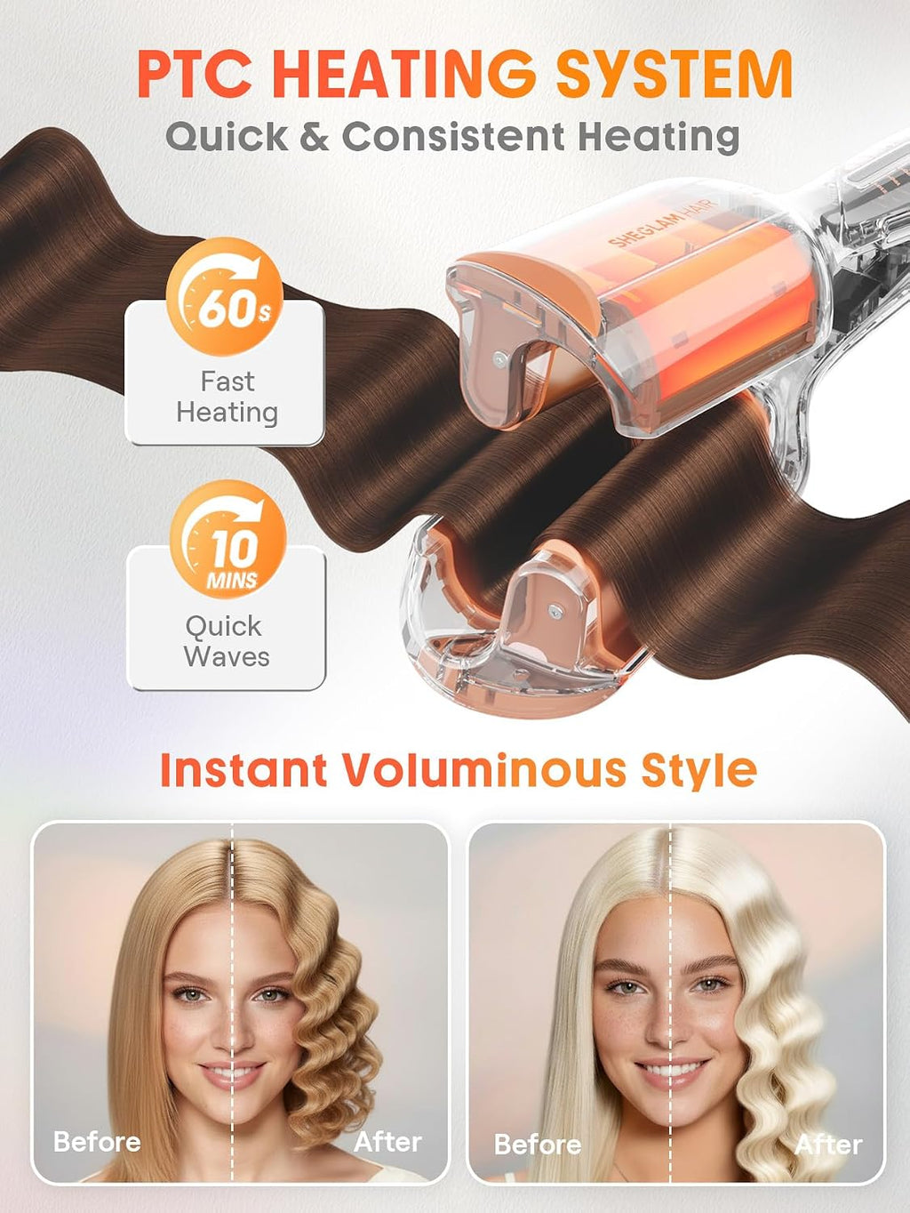 SHEGLAM Onduladora profunda de 0.75 pulgadas para cabello corto, li...