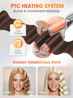 SHEGLAM Onduladora profunda de 0.75 pulgadas para cabello corto, li...