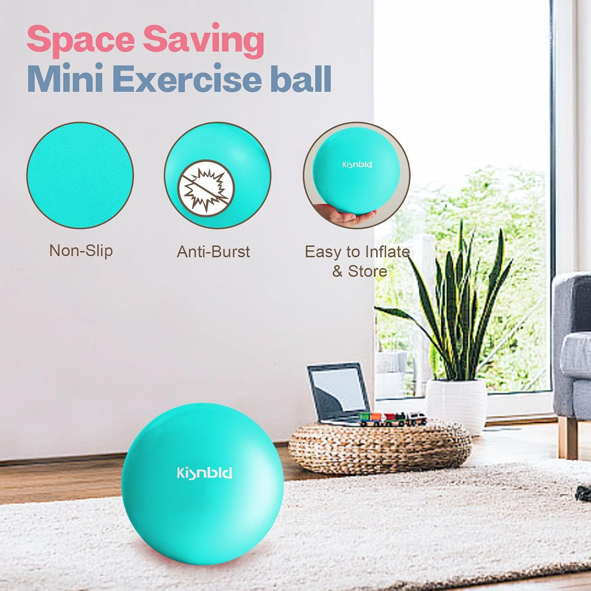 kisnbld Pequeña pelota de ejercicio, mini pelota de pilates de 9 pu...