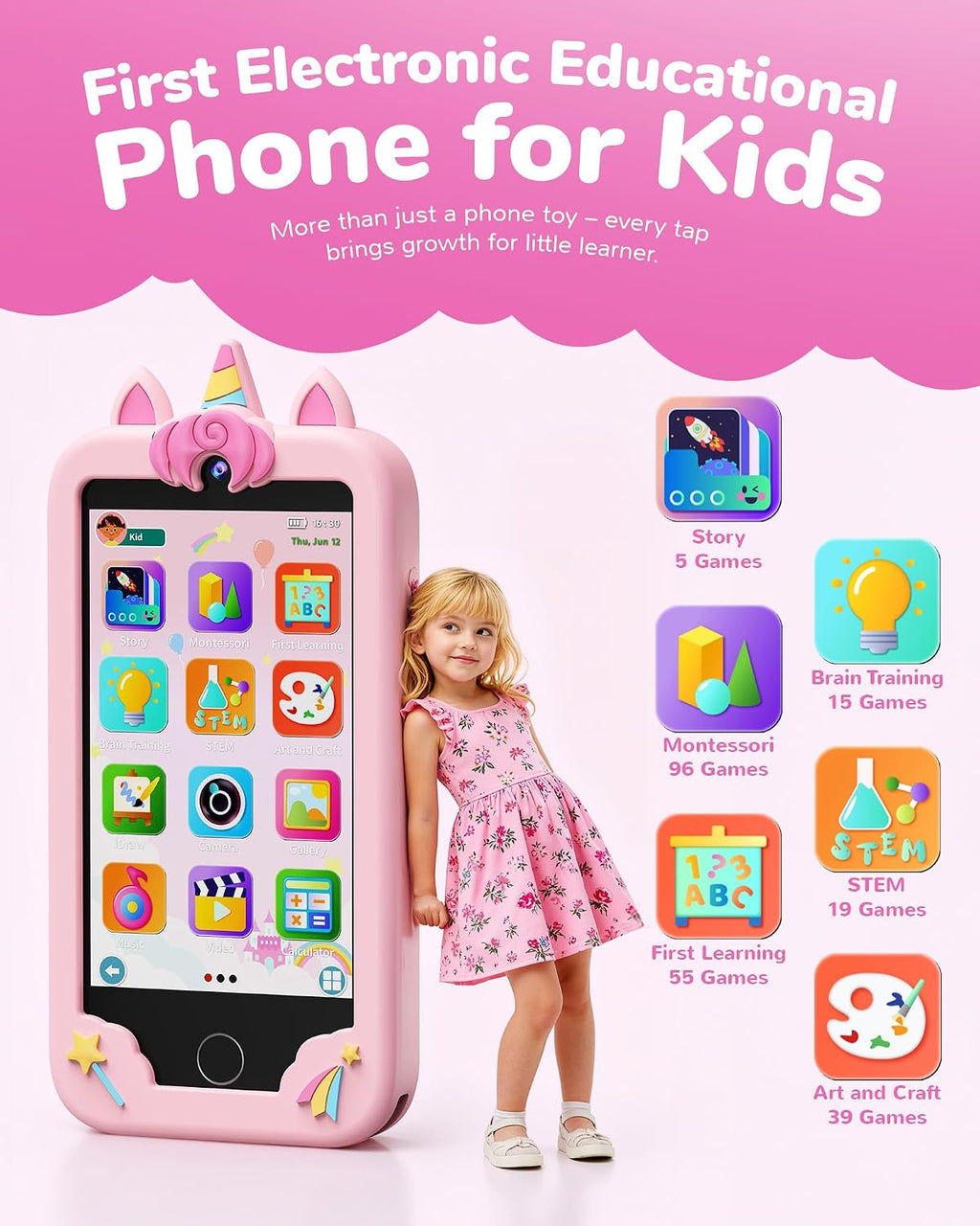 KOKODI Teléfono inteligente para niños de 4 pulgadas, pantalla táct...