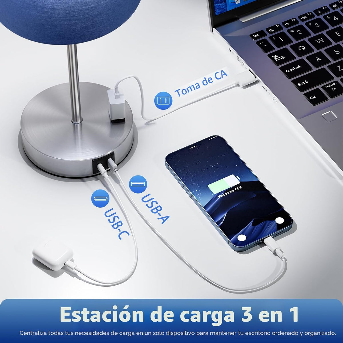 Fenmzee Juego de 2 lámparas táctiles para dormitorio, regulables, U...
