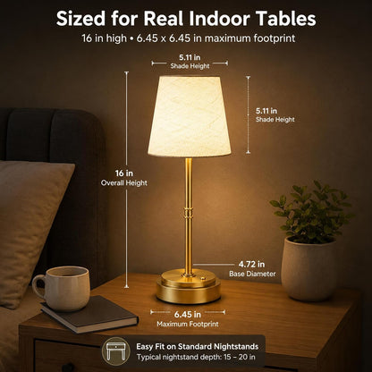 Lámpara de mesa inalámbrica recargable, mesita de noche a mesa auxi...